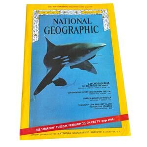 National Geographic February 1968 Czecholovakia Ecuador Shark (w/pullout poster)